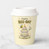 Cute Bee Day Birthday | Bumble Bee First Birthday 紙コップ (裏面)