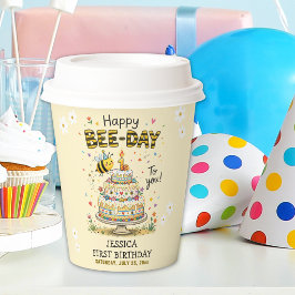 Cute Bee Day Birthday | Bumble Bee First Birthday 紙コップ
