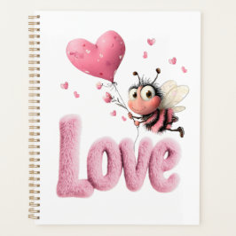 Cute Bee Fluffy Pink Love Heart Balloon  プランナー手帳