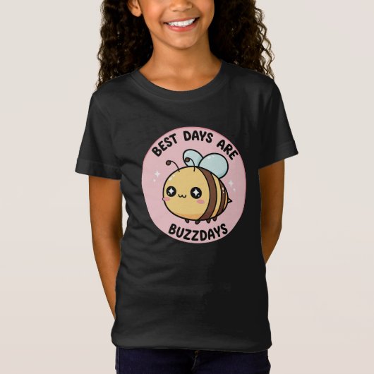 Cute Bee Girls T-Shirt – Kawaii Bumblebee Kids Tシャツ (正面)