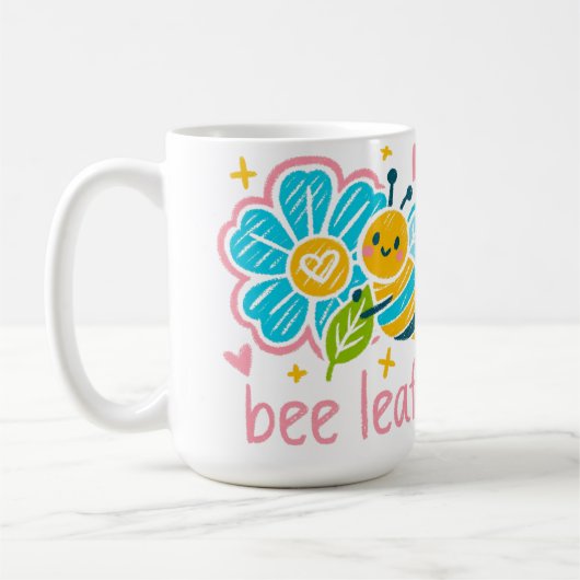 Cute Bee Leaf Inspirational for Yoga practitioner コーヒーマグカップ (左)