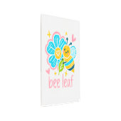 Cute Bee Leaf  Pun Crayon Art Social Workers メタルプリント (アングル)