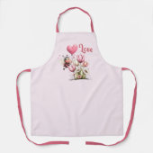 Cute Bee Love Heart Balloon Spring Flowers エプロン (正面)