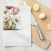 Cute Bee Love Heart Balloon Spring Flowers キッチンタオル (四つ折り)