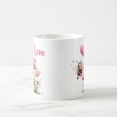 Cute Bee Love Heart & Floral  コーヒーマグカップ (中央)