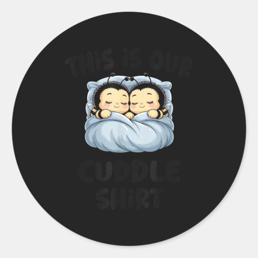 Cute Bee Lovers This Is Our Cuddle  ラウンドシール (正面)