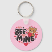 Cute Bee Mine Teddy Bear Valentine's Day キーホルダー (正面)