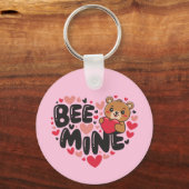 Cute Bee Mine Teddy Bear Valentine's Day キーホルダー (正面)