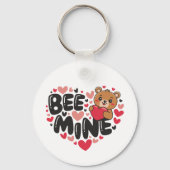 Cute Bee Mine Teddy Bear Valentine's Day キーホルダー (裏面)