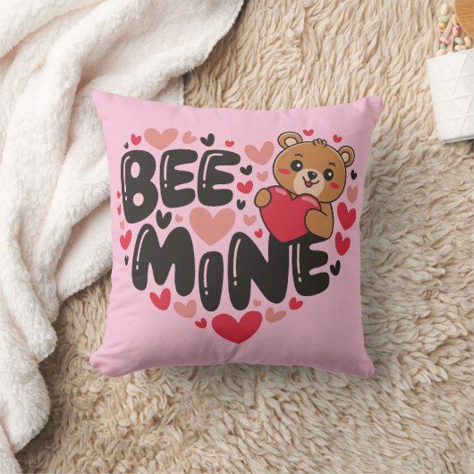 Cute Bee Mine Teddy Bear Valentine's Day クッション (ブランケット)