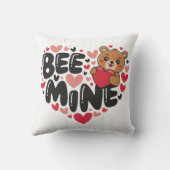 Cute Bee Mine Teddy Bear Valentine's Day クッション (裏面)