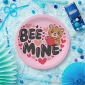 Cute Bee Mine Teddy Bear Valentine's Day ペーパープレート (パーティー)
