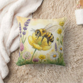 Cute Bee On A Flower Tiny Insects  クッション (ブランケット)