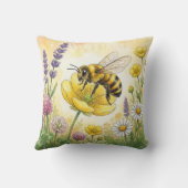 Cute Bee On A Flower Tiny Insects  クッション (裏面)