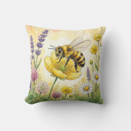 Cute Bee On A Flower Tiny Insects  クッション