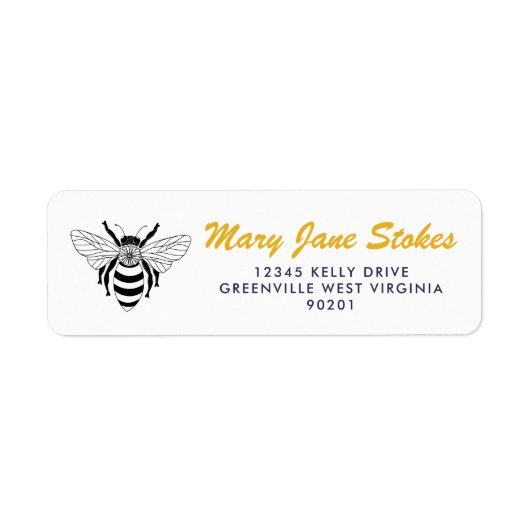 Cute Bee Return Address Label | Personalized ラベル (正面)
