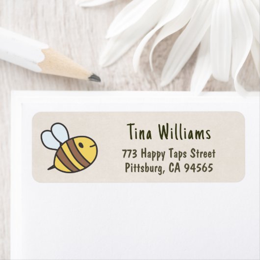 Cute Bee Return Address Labels ラベル (インサイチュ)