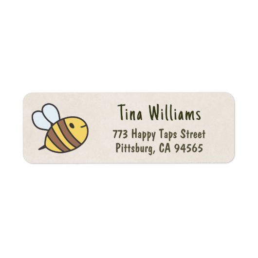 Cute Bee Return Address Labels ラベル (正面)