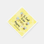 Cute Bee Two Yellow Black Second Birthday Party スタンダードカクテルナプキン (角)