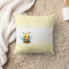 Cute Bee with Yellow Poka Dots-Customizable クッション