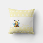 Cute Bee with Yellow Poka Dots-Customizable クッション (正面)