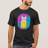 Cute Beer Cat Part Cat and Part Beer glass Tシャツ (正面)