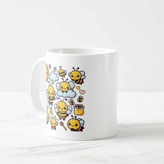 Cute bees  コーヒーマグカップ (正面左)
