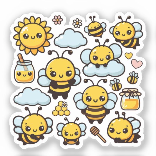 Cute bees  シール (正面)