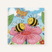 Cute Bees & Butterfly Kids Sketchbook ノートブック (正面)