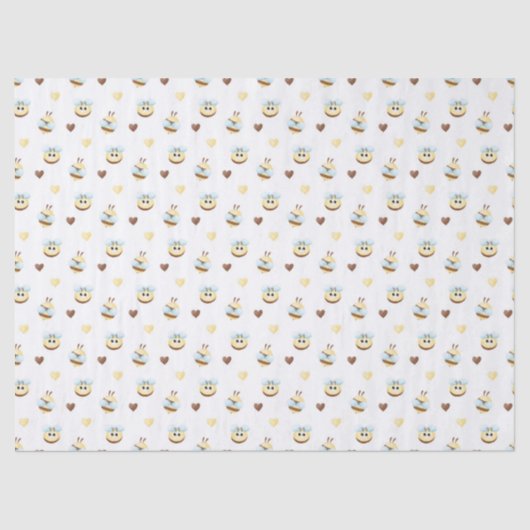 Cute Bees & Hearts Gift Wrapping Paper 薄葉紙 (正面)