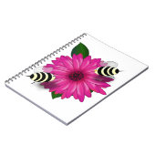 Cute Bees Meeting on Pink Flower ノートブック (左側)