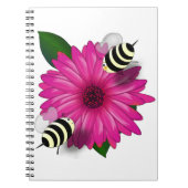 Cute Bees Meeting on Pink Flower ノートブック (正面)