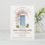 Cute Beige Brown House Flower House Warming Party 招待状 (スタンド正面)