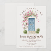 Cute Beige Brown House Flower House Warming Party 招待状 (正面/裏面)