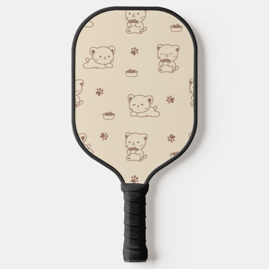Cute Beige Cat Pattern (1) ピックルボールラケット (正面)