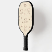 Cute Beige Cat Pattern (1) ピックルボールラケット (左)