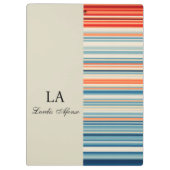 Cute Beige Personalized Name Stripe Clipboard クリップボード (裏面)