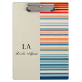 Cute Beige Personalized Name Stripe Clipboard クリップボード (正面)