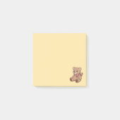 Cute Beige Teddy Bear with Striped Scarf Yellow ポストイット (正面)