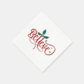 Cute 'Believe' Christmas スタンダードカクテルナプキン (角)