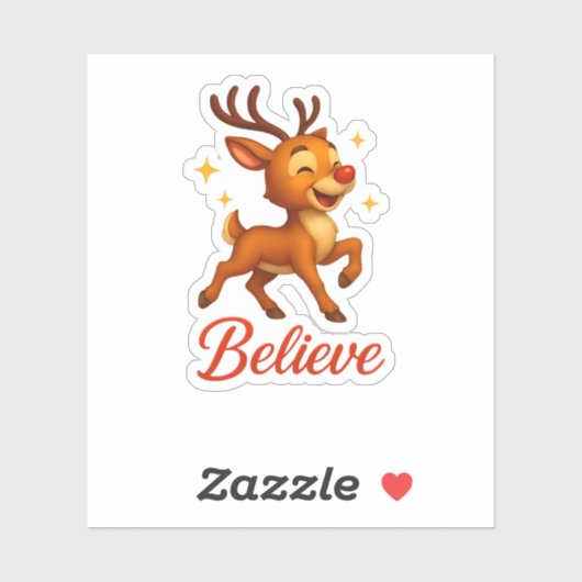 Cute “Believe” Reindeer Christmas Sticker シール (シート)