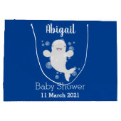 Cute beluga whale bubbles cartoon illustration ラージペーパーバッグ (裏面)
