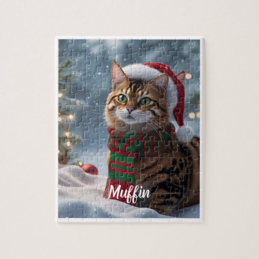 Cute Bengal Cat Christmas Personalized ジグソーパズル (縦)