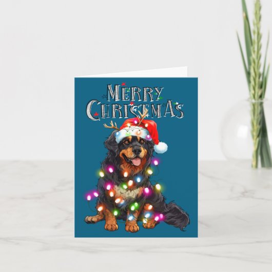 Cute Bernese Mountain Christmas Lights Xmas Dog Lo カード (正面)