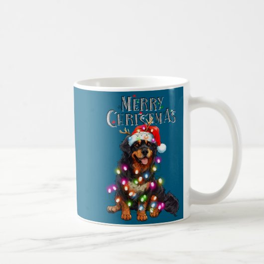 Cute Bernese Mountain Christmas Lights Xmas Dog Lo コーヒーマグカップ (右)