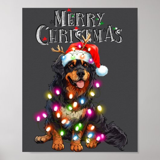 Cute Bernese Mountain Christmas Lights Xmas Dog Lo ポスター (正面)