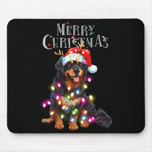 Cute Bernese Mountain Christmas Lights Xmas Dog Lo マウスパッド (正面)