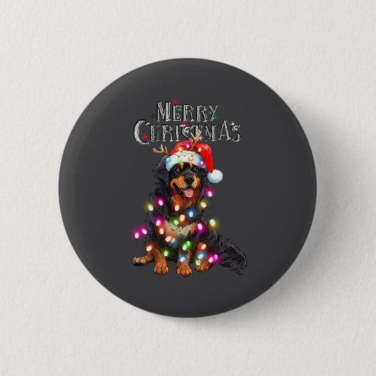 Cute Bernese Mountain Christmas Lights Xmas Dog Lo 缶バッジ (正面)