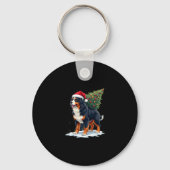 Cute Bernese Mountain Dog in a Christmas Tree for  キーホルダー (正面)