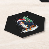 Cute Bernese Mountain Dog in a Christmas Tree for ペーパーコースター (アングル)